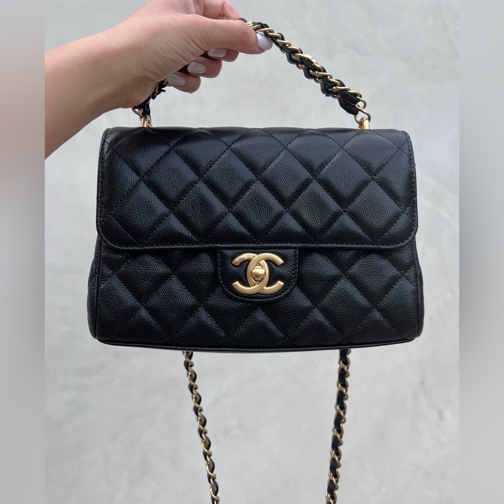 Chanel 25P Double Chain Quilter Caviar Flap Bag (2025)
